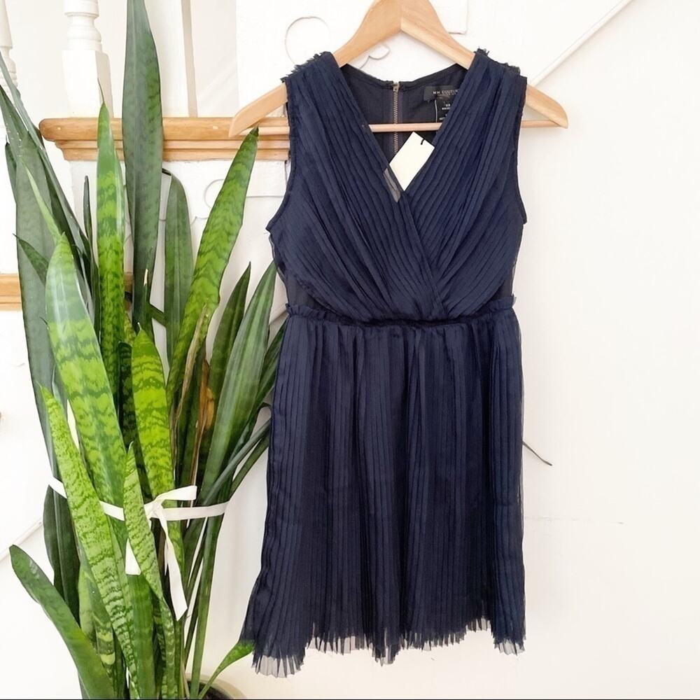 MM COUTURE navy blue bleated mini dress sleeveless